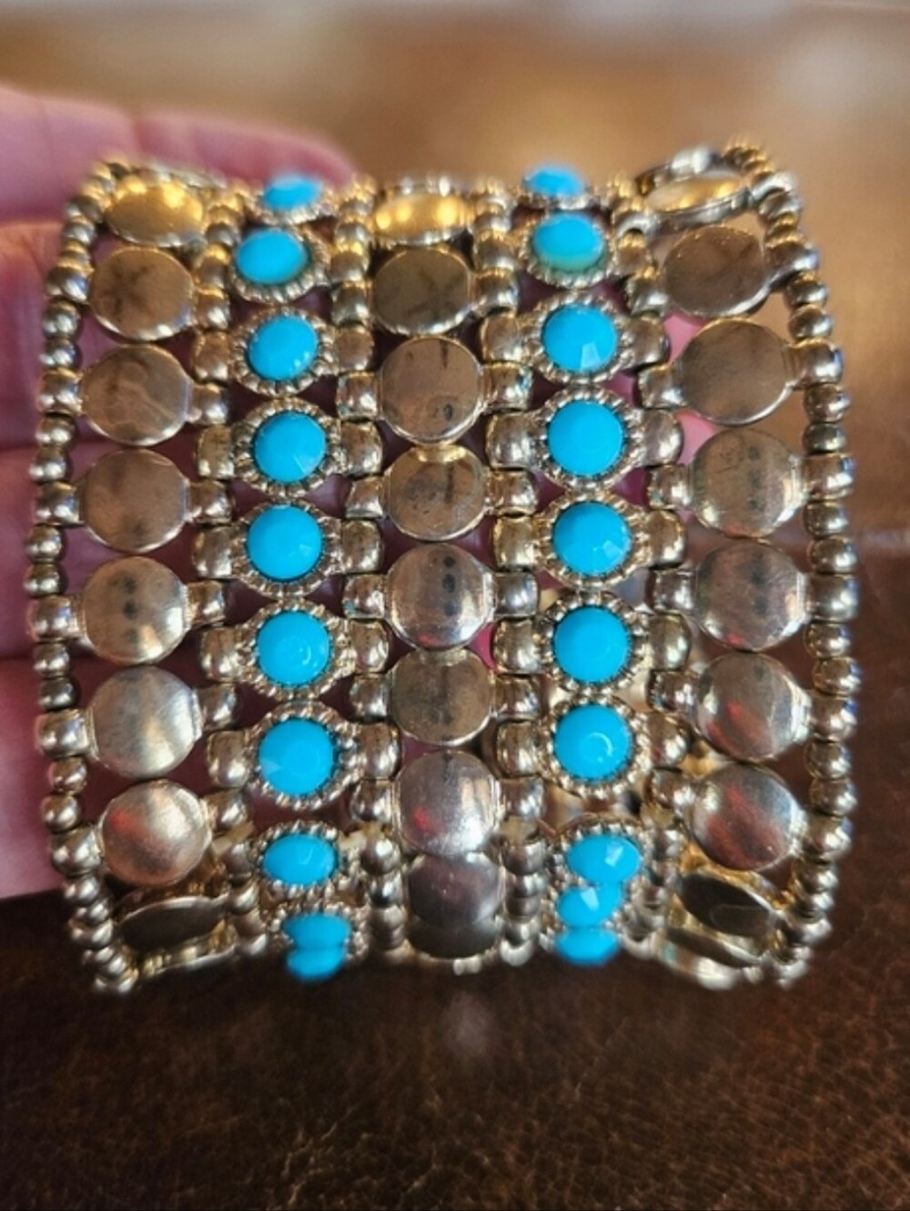 Gold-Tone Bracelet with Turquoise Accent Beads